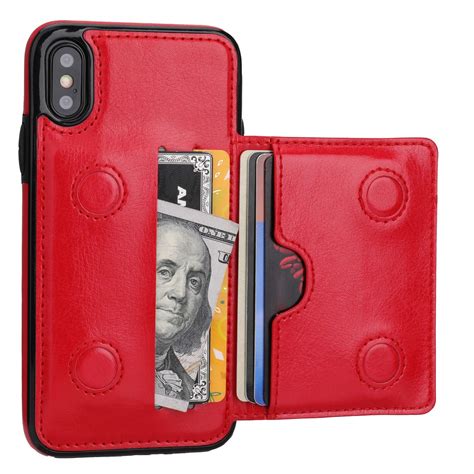 ENAPY Premium iPhone X Wallet Phone Case, Carved Genuine 